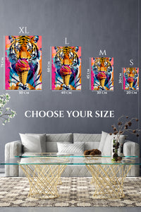 Neon Tiger Ice Cream Portrait premium metal wall art