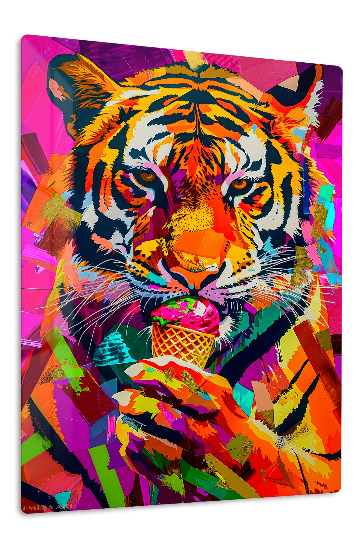 Graffiti Tiger Ice Cream premium metal wall art