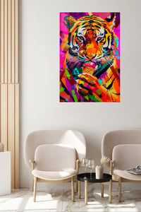 Graffiti Tiger Ice Cream premium metal wall art