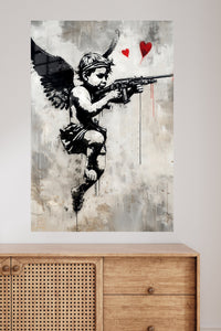 Rebel Cupid Street Art premium metal wall art