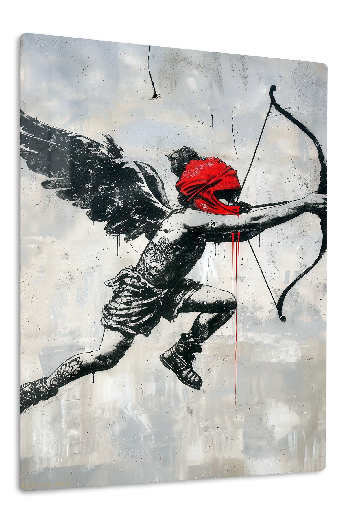 Winged Archer Street Art premium metal wall art