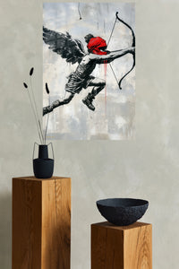 Winged Archer Street Art premium metal wall art