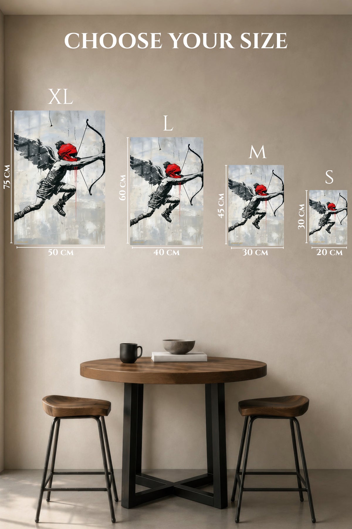 Winged Archer Street Art premium metal wall art