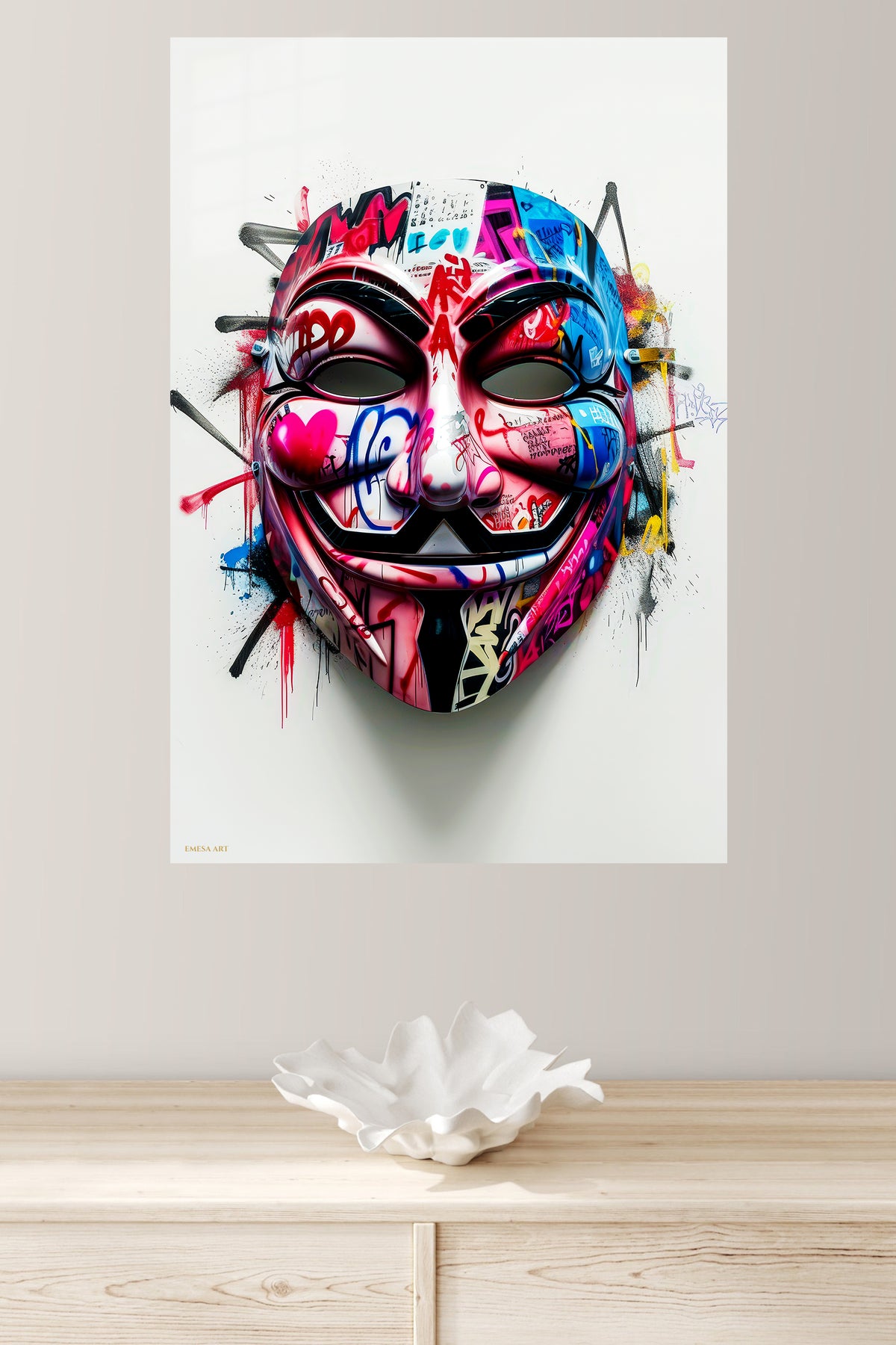 Graffiti Anonymous Mask premium metal wall art