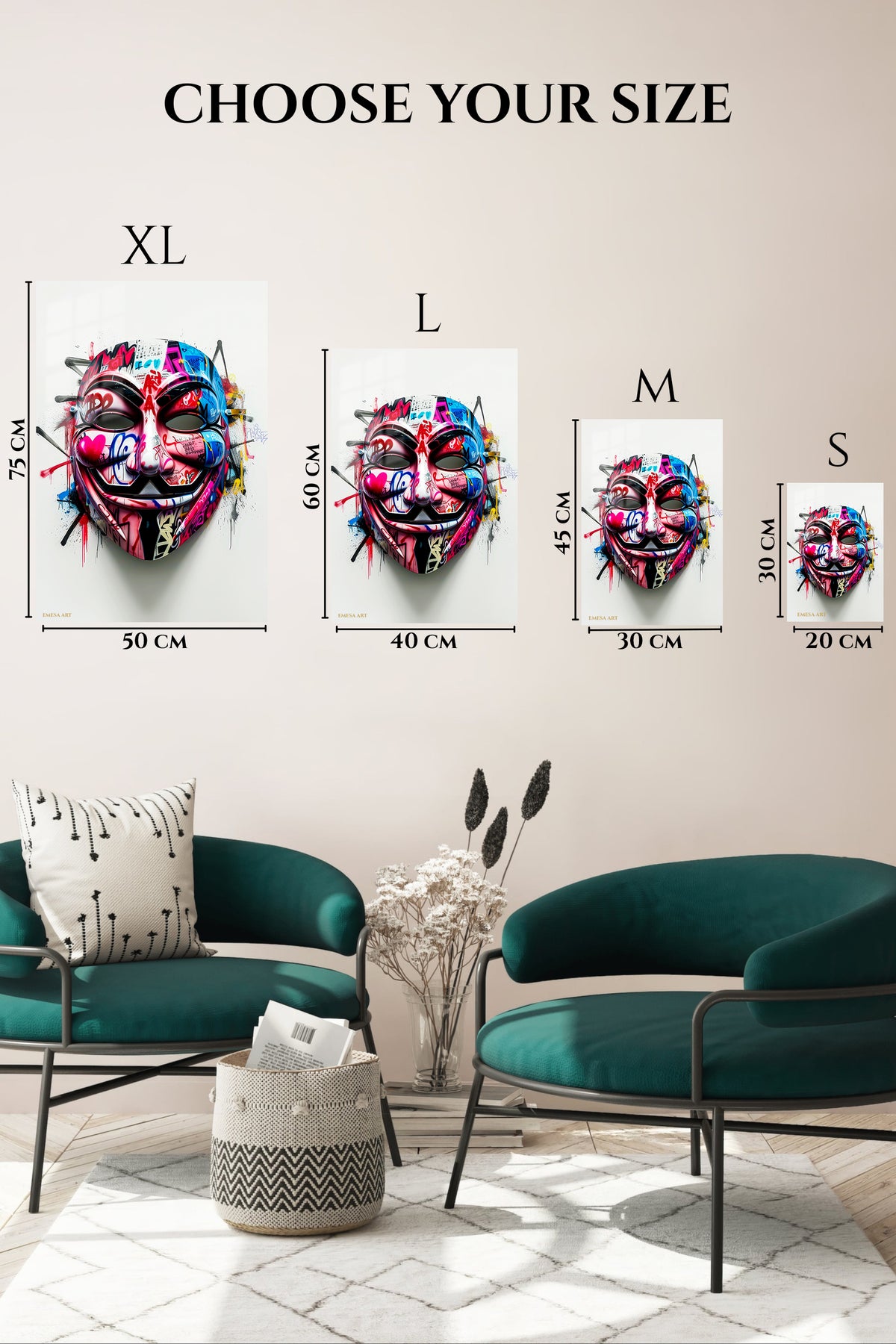 Graffiti Anonymous Mask premium metal wall art