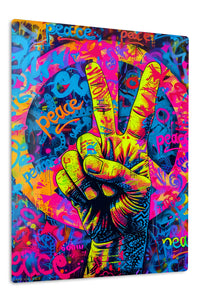 Colorful Peace Sign Graffiti premium metal wall art