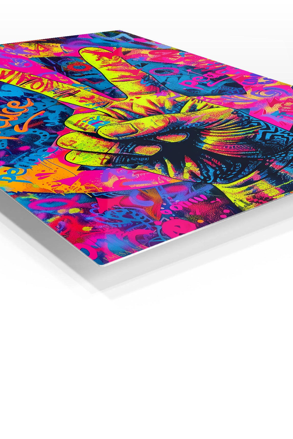 Colorful Peace Sign Graffiti premium metal wall art