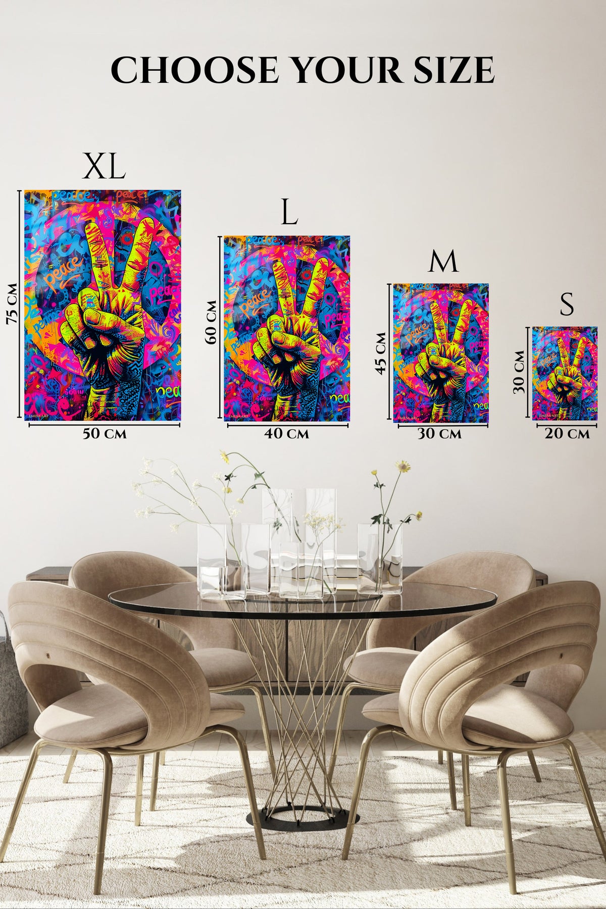 Colorful Peace Sign Graffiti premium metal wall art