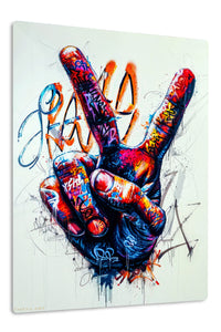 Graffiti Rock Hand Gesture premium metal wall art
