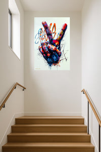 Graffiti Rock Hand Gesture premium metal wall art