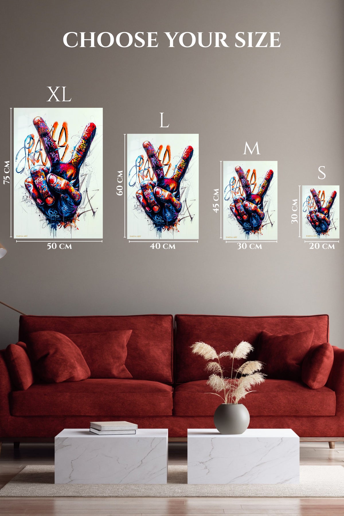 Graffiti Rock Hand Gesture premium metal wall art