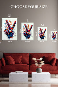 Graffiti Rock Hand Gesture premium metal wall art
