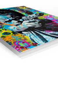 Graffiti Toy Blaster Girl premium metal wall art – angled view