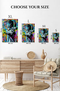 EMESA metal wall art size comparison guide for Graffiti Toy Blaster Girl