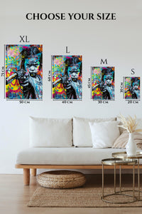 EMESA metal wall art size comparison guide for Graffiti Toy Revolver Girl