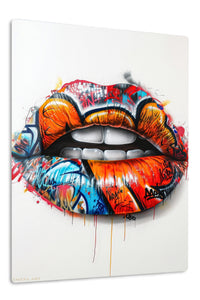 Graffiti Lips Pop Art premium metal wall art – front view