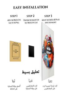 Magnetic mounting installation guide for Graffiti Lips Pop Art metal wall art