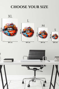 EMESA metal wall art size comparison guide for Graffiti Lips Pop Art