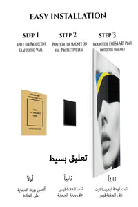 Magnetic mounting installation guide for Blindfold Pop Portrait metal wall art