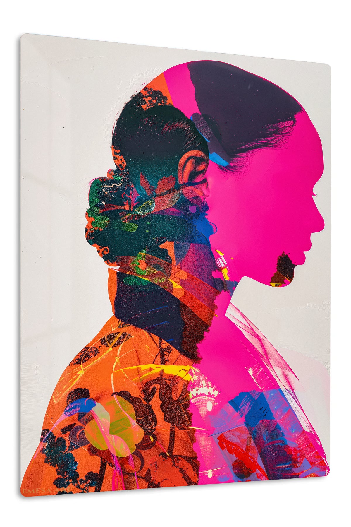 Double Exposure Fashion Portrait premium metal wall art – front view