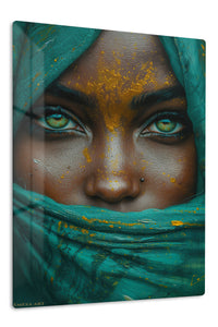 Emerald Veil Portrait premium metal wall art – front view