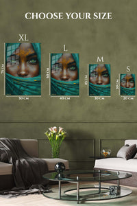 EMESA metal wall art size comparison guide for Emerald Veil Portrait