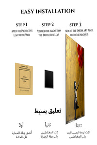 Magnetic mounting installation guide for Girl with Red Balloons Street Art metal wall art