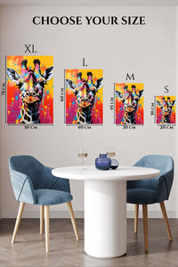 EMESA metal wall art size comparison guide for Color Splash Giraffe Portrait