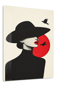 Red Sun Fashion Silhouette premium metal wall art – front view