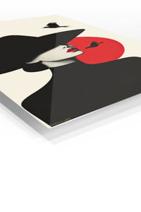 Red Sun Fashion Silhouette premium metal wall art – angled view