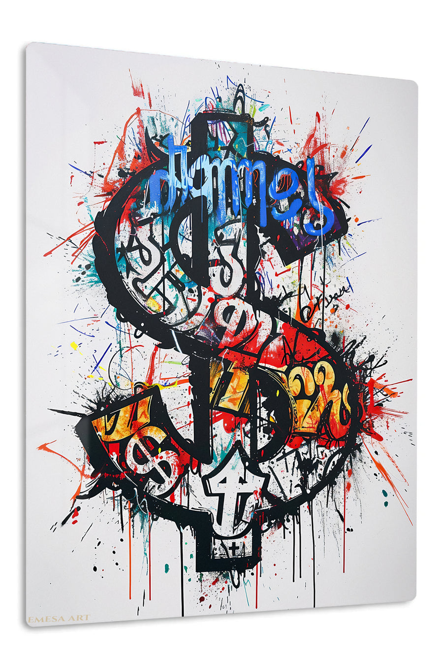 Graffiti Skull Typography premium metal wall art – front view