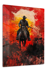 Sunset Outlaw Rider premium metal wall art – front view