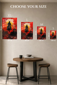 EMESA metal wall art size comparison guide for Sunset Outlaw Rider