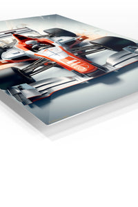 Red and Silver Formula Race Car premium metal wall art – angled view