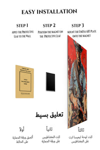 Magnetic mounting installation guide for Red Frontier Gunslinger metal wall art