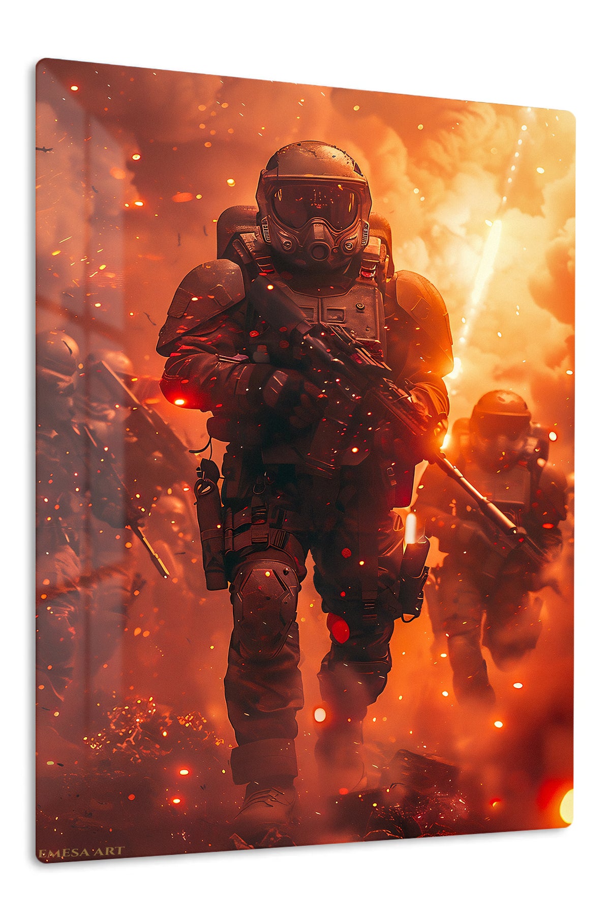 Emberstorm Tactical Advance premium metal wall art – front view