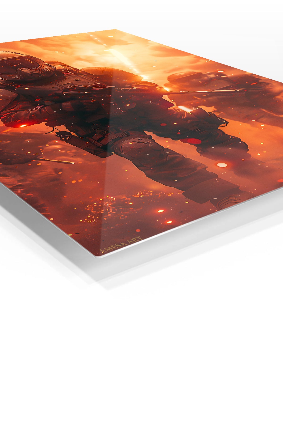 Emberstorm Tactical Advance premium metal wall art – angled view