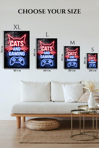 EMESA metal wall art size comparison guide for Cats and Gaming Neon Sign