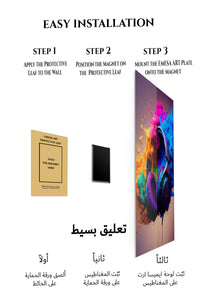 Magnetic mounting installation guide for Headphones in a Color Cloud metal wall art
