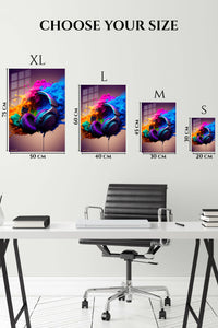 EMESA metal wall art size comparison guide for Headphones in a Color Cloud