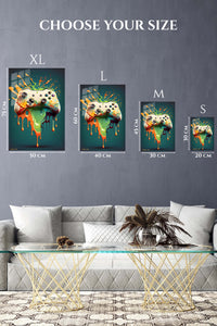 EMESA metal wall art size comparison guide for Color Splash Game Controller