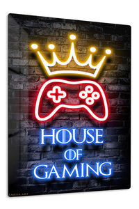 House of Gaming Neon Crown premium metal wall art – front view