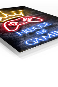 House of Gaming Neon Crown premium metal wall art – angled view