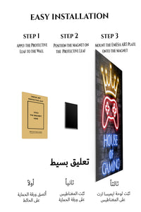 Magnetic mounting installation guide for House of Gaming Neon Crown metal wall art