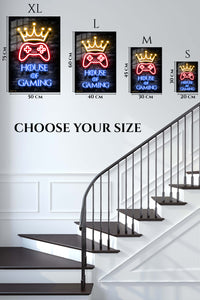 EMESA metal wall art size comparison guide for House of Gaming Neon Crown