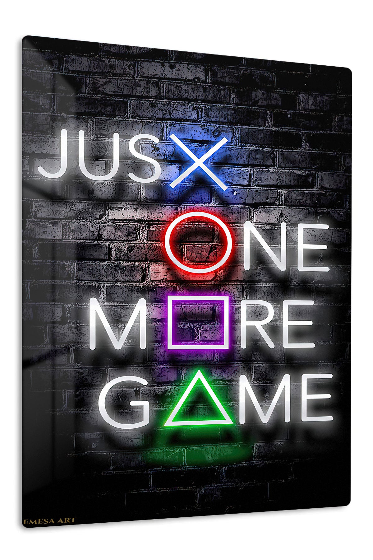 Just One More Game Neon Sign premium metal wall art – front view