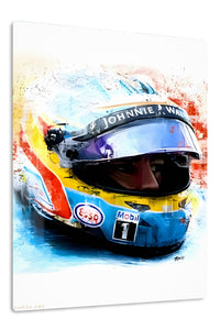 Vivid Motorsport Helmet Portrait premium metal wall art – front view