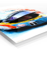 Vivid Motorsport Helmet Portrait premium metal wall art – angled view