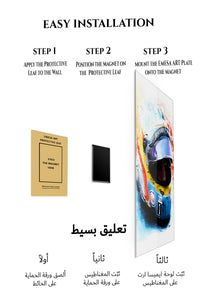 Magnetic mounting installation guide for Vivid Motorsport Helmet Portrait metal wall art