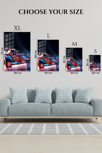 EMESA metal wall art size comparison guide for Neon Formula Race Car